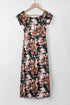 Print Off Shoulder Slit Bodycon Midi Dress